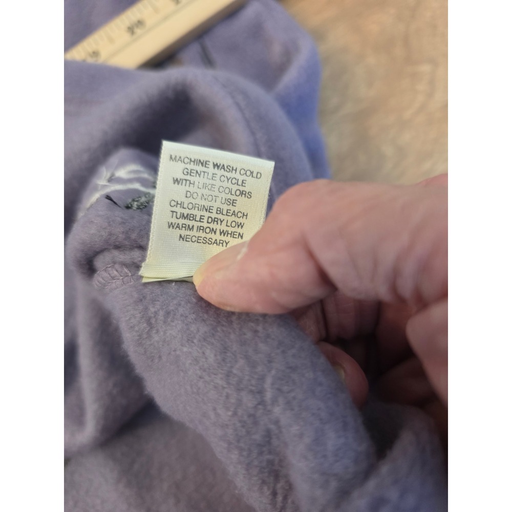 Vintage Christopher & Banks Fleece Cardigan Sweater Purple Snowman Ski Large - Picture 10 of 13